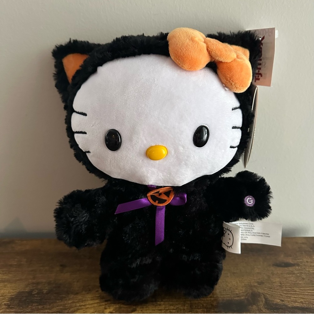 New Hello Kitty Sanrio Black Orange Cat Costume Greeter Stepper Halloween Plush